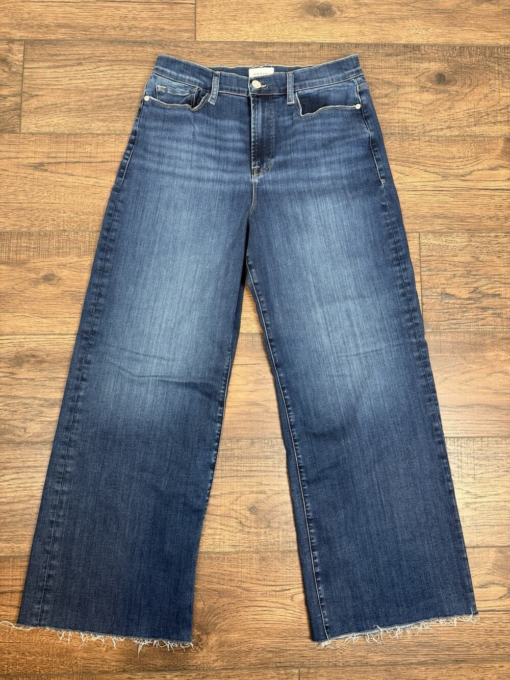 Frame Denim Wide Leg Flare Jeans in Medium Blue Wash